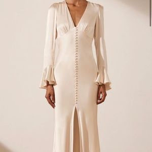Shona Joy LA LUNE FRILL CUFF BIAS MIDI DRESS - CREAM COLOR - Brand New! Size 6US